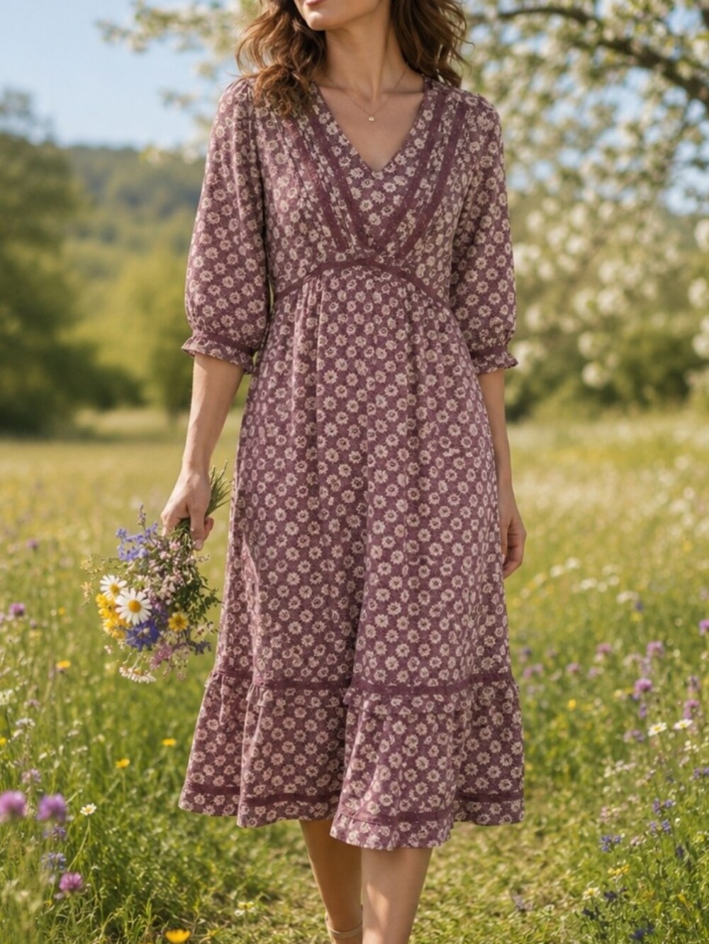April Cornell Midi Prairie Boho Dress Large